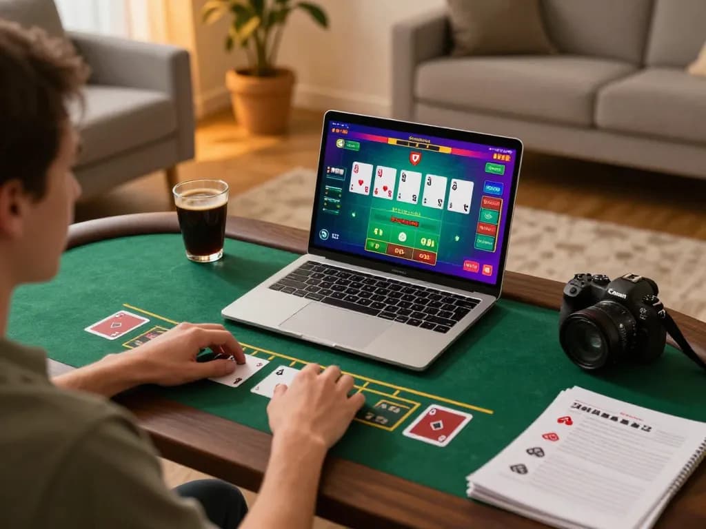 pub88 online blackjack gaming scene with player engaged at home