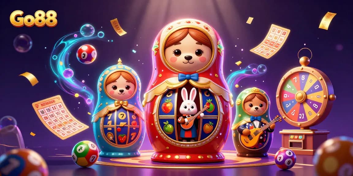 Engage with Go88's immersive gaming experience illustrated through a vibrant 3D casino scene.