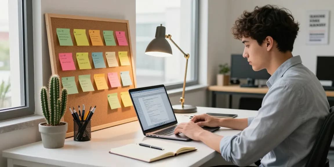 Download WPS Office in a modern workspace with a laptop and vibrant office decor.