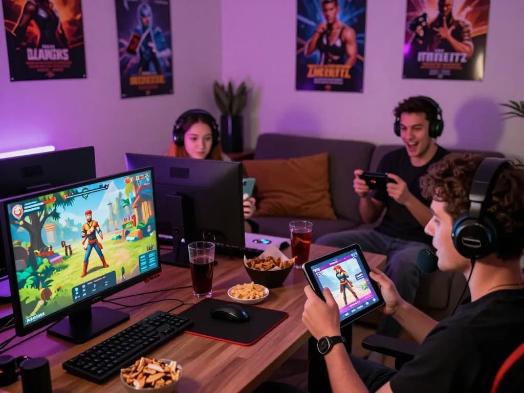 Engaged players enjoying diverse sex games online in a vibrant gaming room.