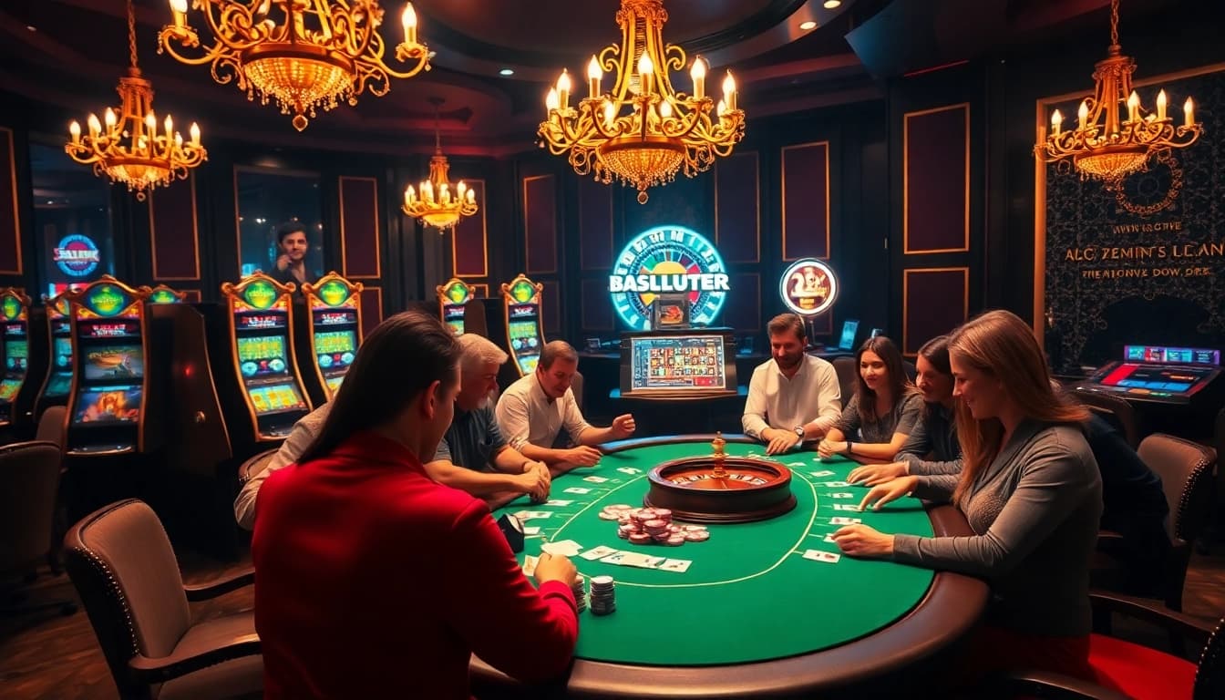 Experience thrilling gameplay at https://23win.hiphop/ with players celebrating at an exciting casino table.
