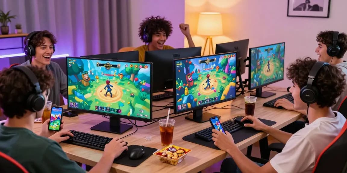 Engaging players enjoying xxx games in a lively gaming setup with colorful graphics.