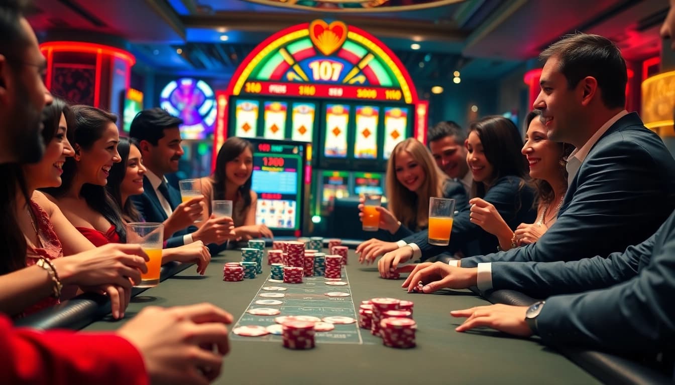Engaged players strategizing at a poker table using 상품권신용카드 for their excitement at the casino.