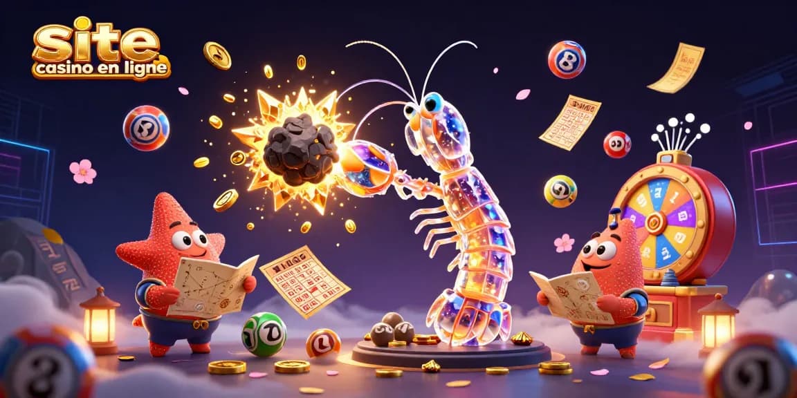 Une scène dynamique de fun et d'enthousiasme sur un site casino en ligne avec des personnages colorés et des éléments de jeu captivants.