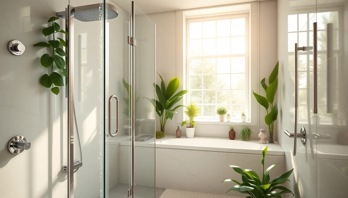 Experience elegant showers Australia with stunning glass doors and sleek design in a luxury bathroom.