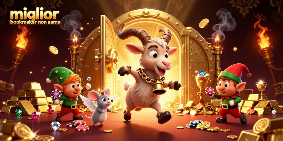 Scopri il miglior bookmaker non AAMS con un Krampus festoso in un casinò affollato di gemme preziose e jitters.