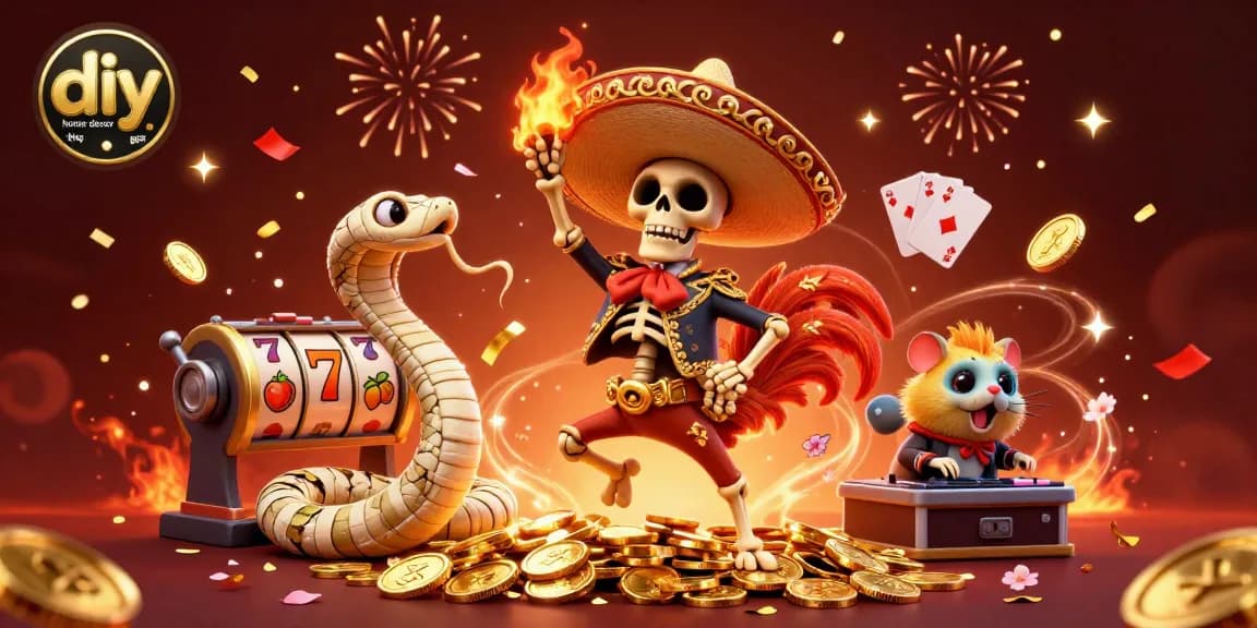 dancing skeleton rooster wins at the casino in a vibrant diy home décor blog illustration