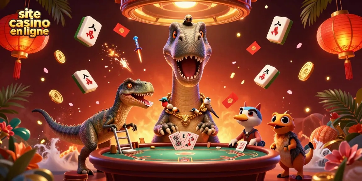 Jouez au poker sur un site casino en ligne avec un brontosaurus et des éléments de jeu captivants.
