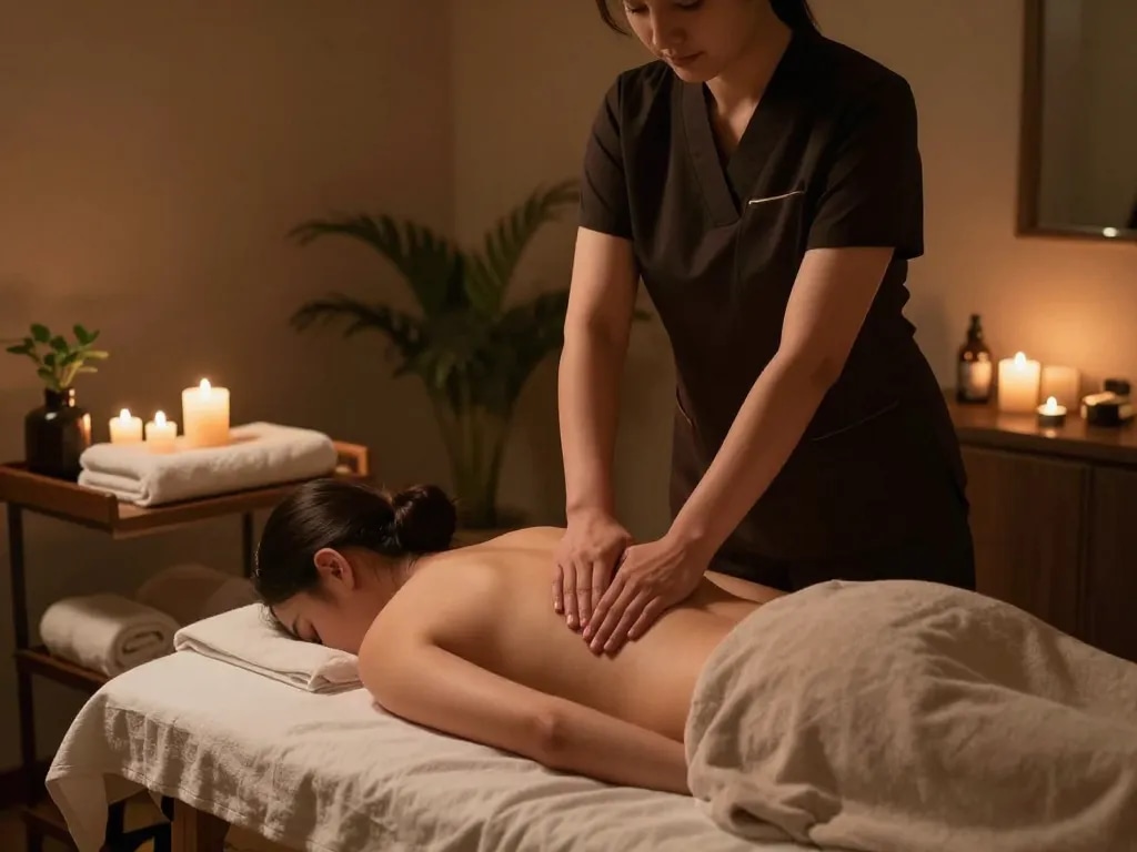 Swedish massage therapy session with soothing ambiance and relaxing atmosphere
