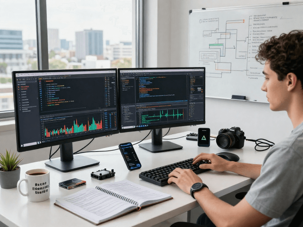 DAX index quote API integration being developed in a modern tech workspace