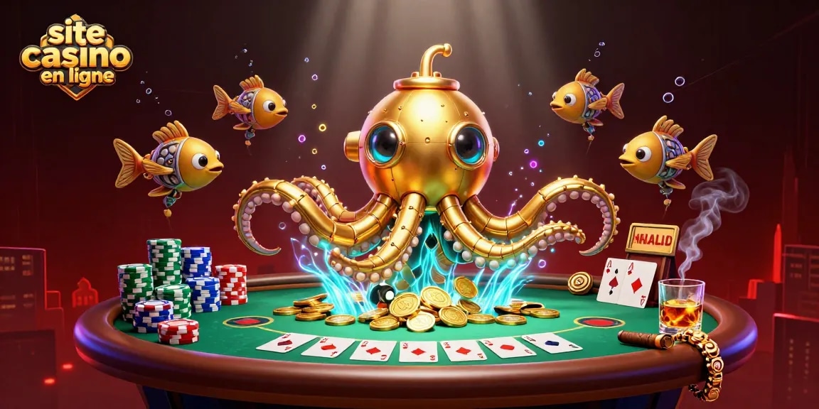 Jouer sur site casino en ligne avec un kraken sous-marin et des éléments de poker