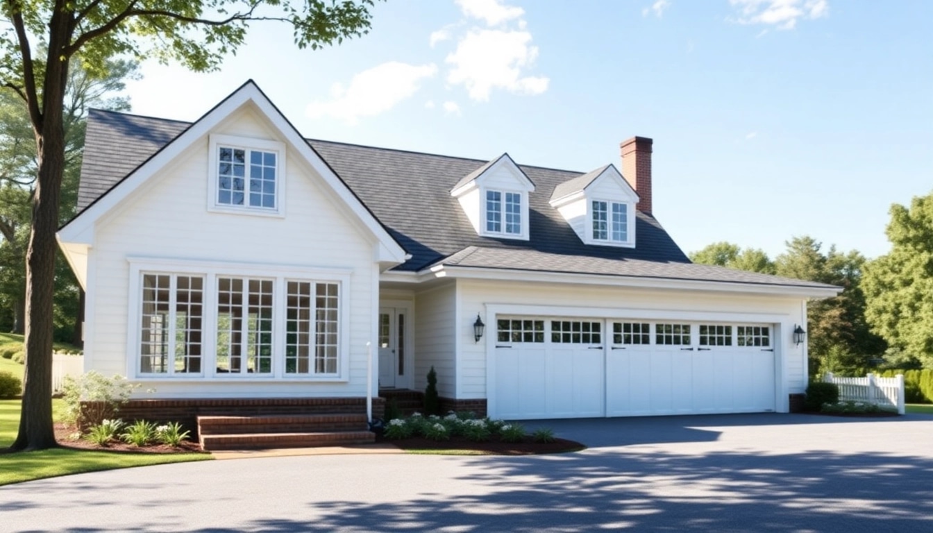 Showcase a Cape Cod home addition with a modern attached garage reflecting elegance and charm.
