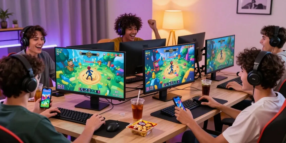 Engaging players enjoying xxx games in a lively gaming setup with colorful graphics.