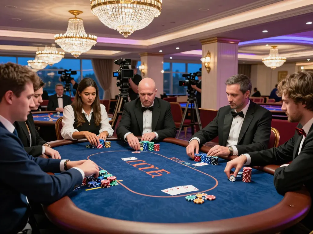 LOTO188 COM poker night showcasing dynamic gameplay with high-stakes players and luxurious casino ambiance.
