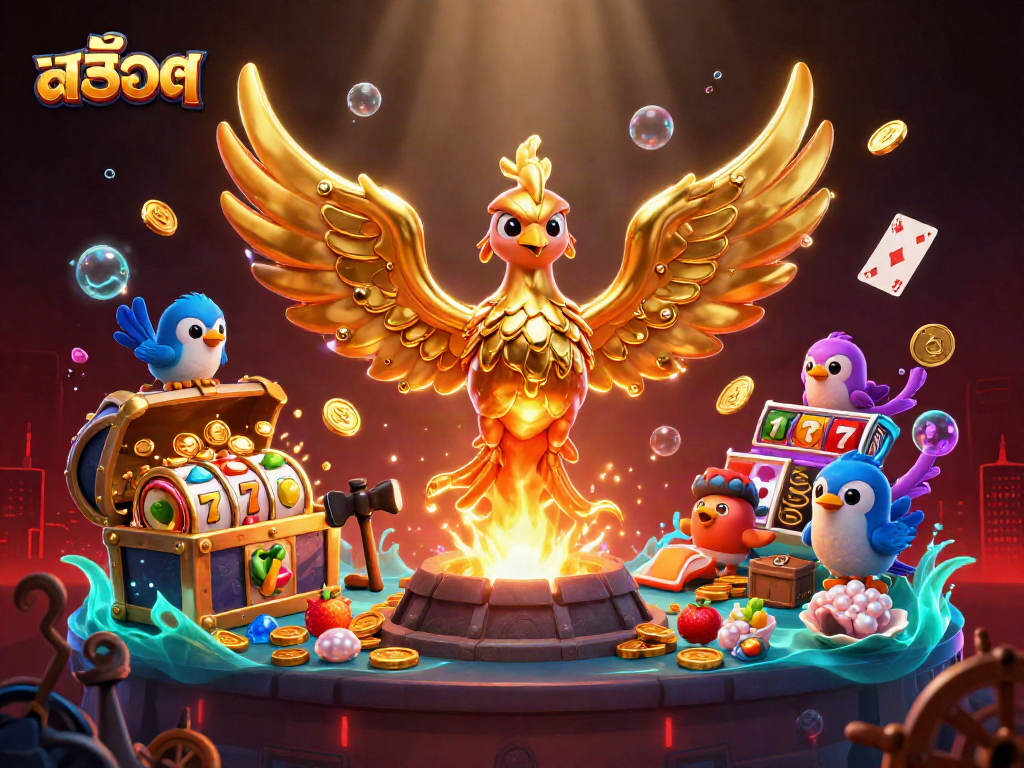 Spin the reels and chase jackpots with สล็อต symbols in a dynamic casino illustration.