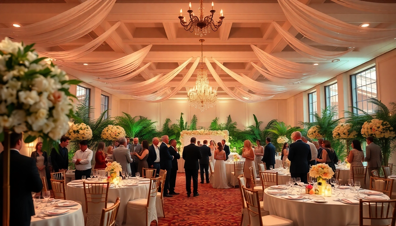 Wedding Event Space Jacksonville with elegant decorations, creating a romantic celebration atmosphere.