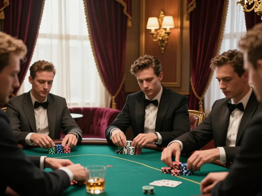 Players at sc8885 poker table demonstrating strategic moves in an upscale setting.