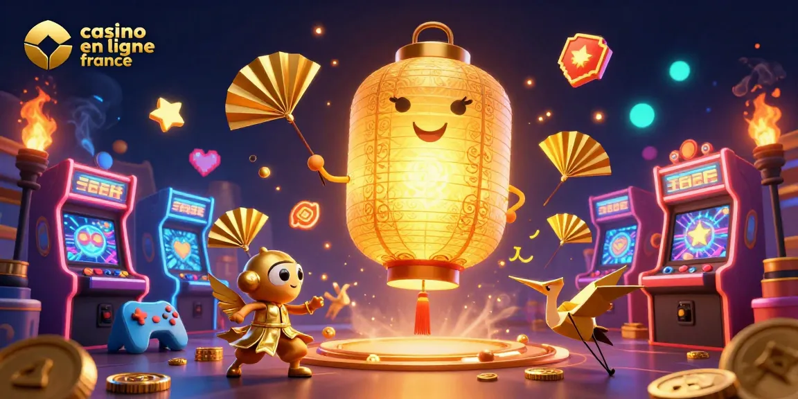 Casino en ligne France : illustration dynamique avec un esprit lantern lumineux et des guerres de fans en or.