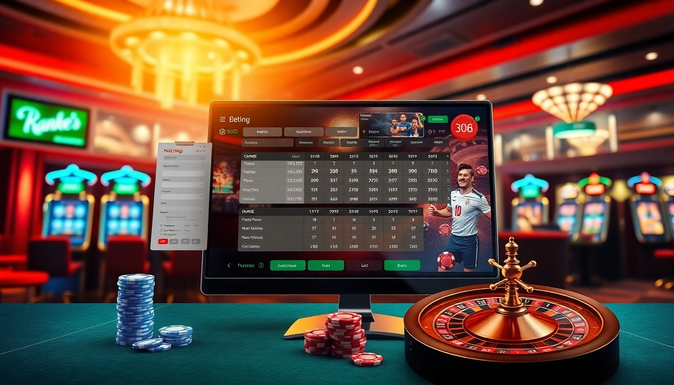 Engaging digital interface showcasing situs bola online with vibrant casino elements.