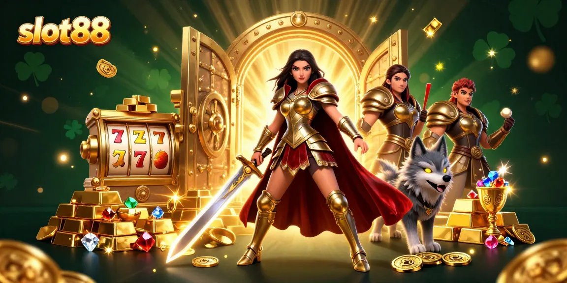 Experience the thrills at slot88 with striking characters and dazzling game elements in this vibrant scene.
