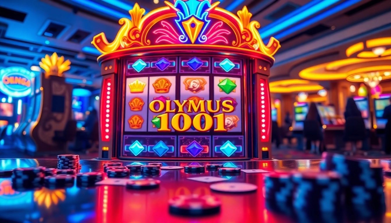 Rasakan permainan yang mendebarkan dengan mesin slot Olympus 1000 yang dikelilingi elemen kasino berwarna-warni.