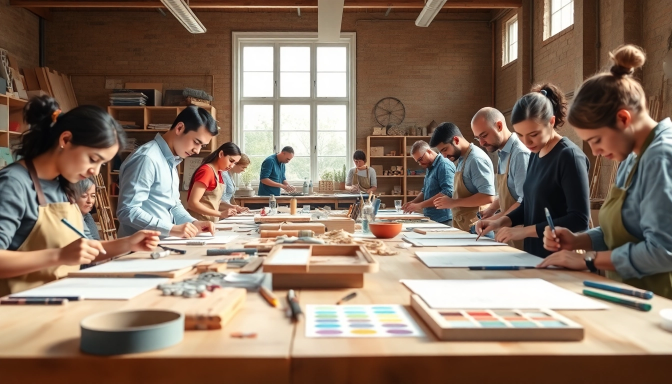 Engaged artisans participating in craft training, showcasing creativity and collaboration.