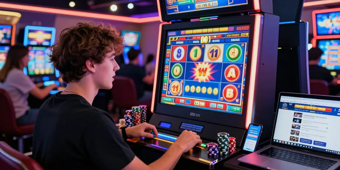 Engaging moment with a player exploring bonus buy slots UK, surrounded by dynamic graphics and casino elements.