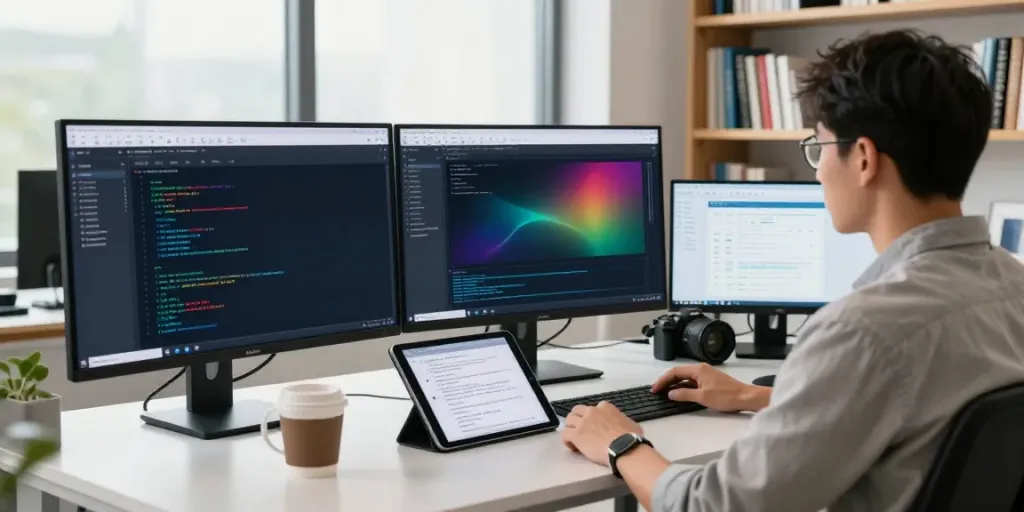 Find AI datasets in a professional workspace setting showcasing data science tools and analytics.