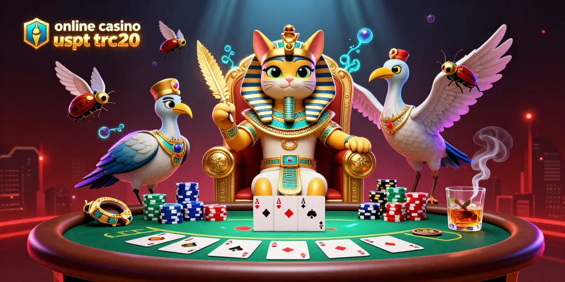 Gioca nei migliori casino online usdt trc20 con una esplosiva illustrazione 3D di un gatto faraone egiziano e un tavolo da poker.