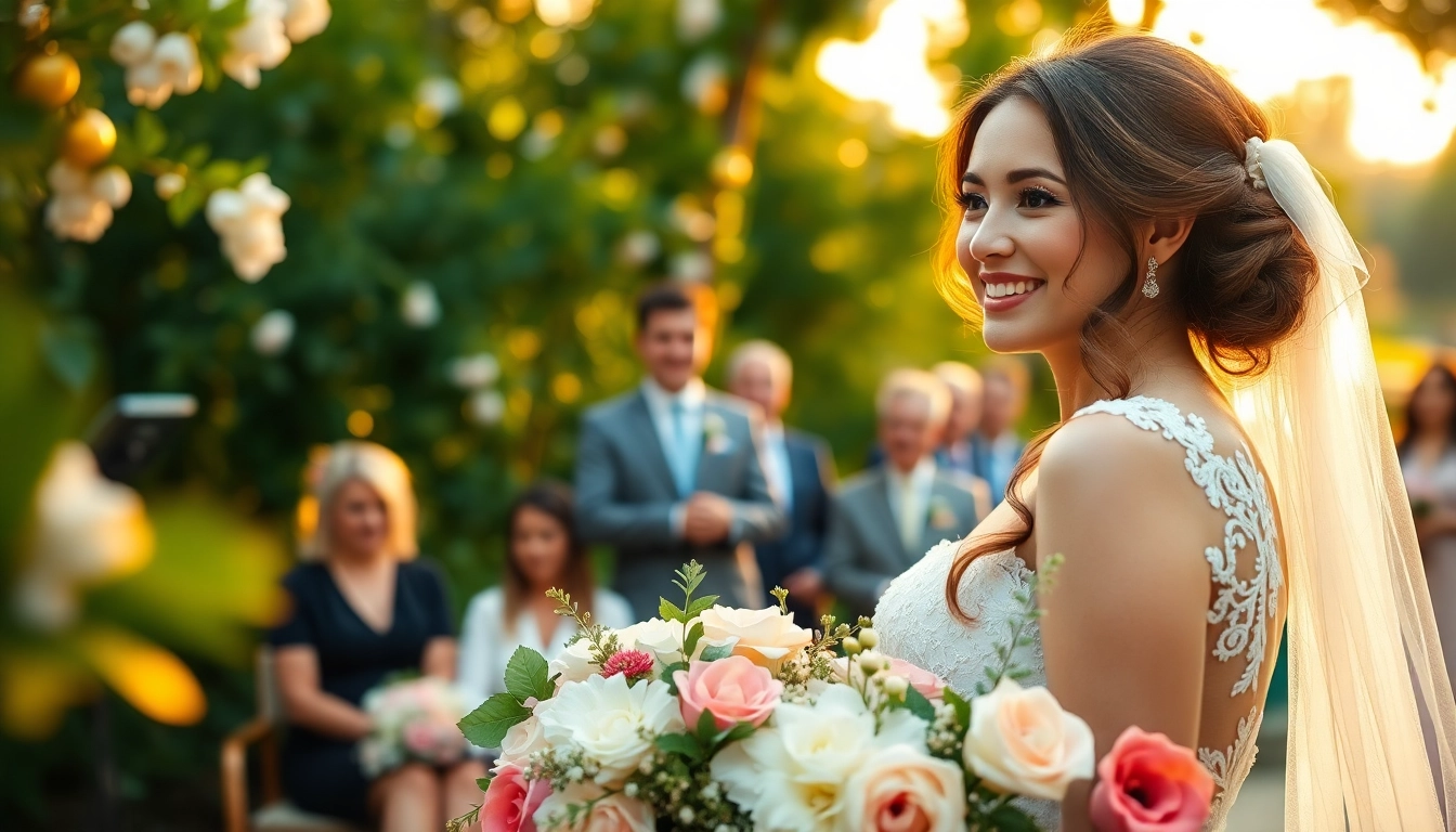 Capture the essence of wedding photography with a couple in heartfelt vows surrounded by nature.