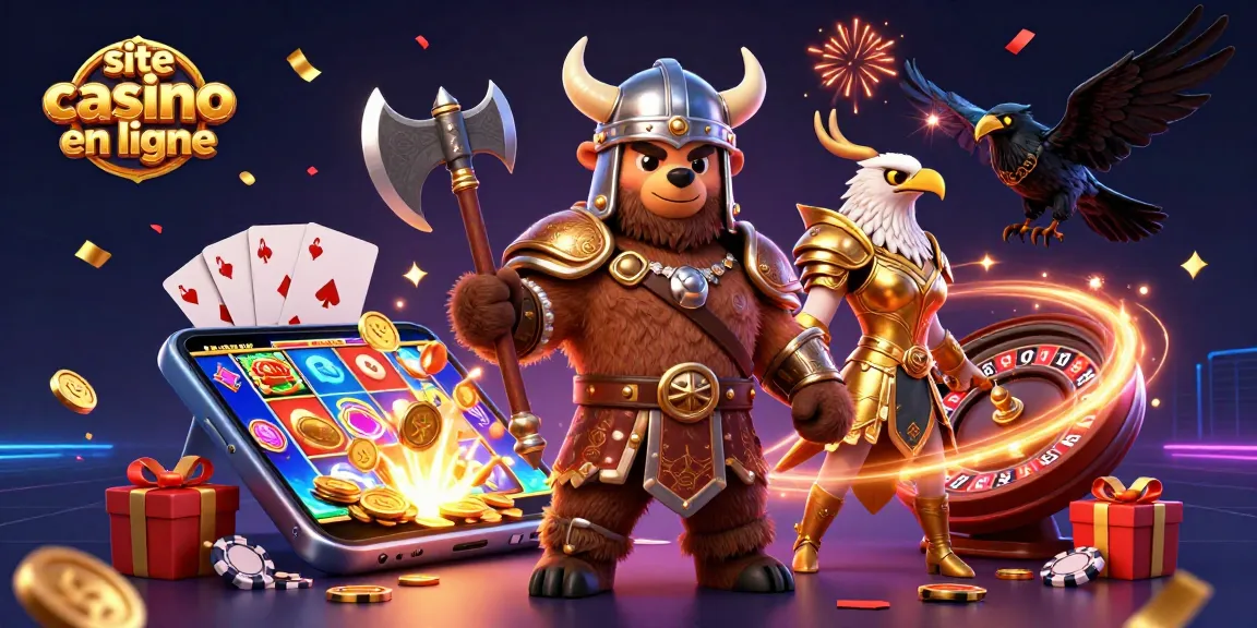 Un site casino en ligne dynamique avec un ours viking et une aigle valkyrie animés.