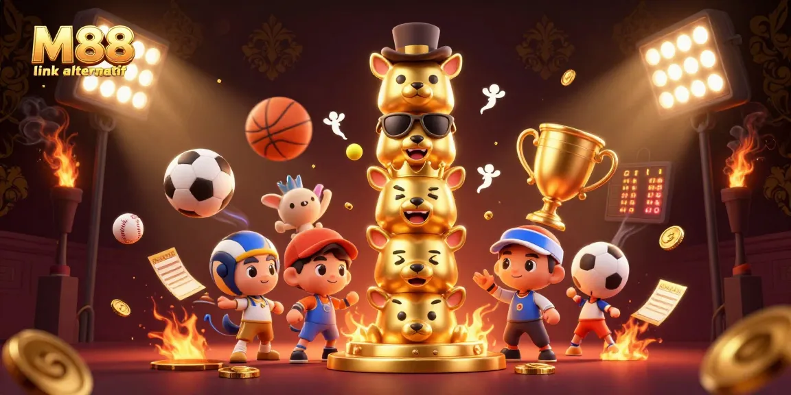 Engage with M88 link alternatif for stunning sports betting experiences, showcasing vibrant 3D dynamic gaming elements.