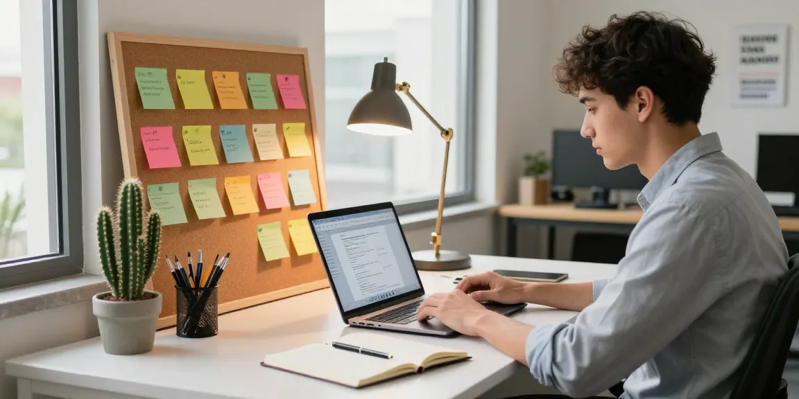 Download WPS Office in a modern workspace with a laptop and vibrant office decor.