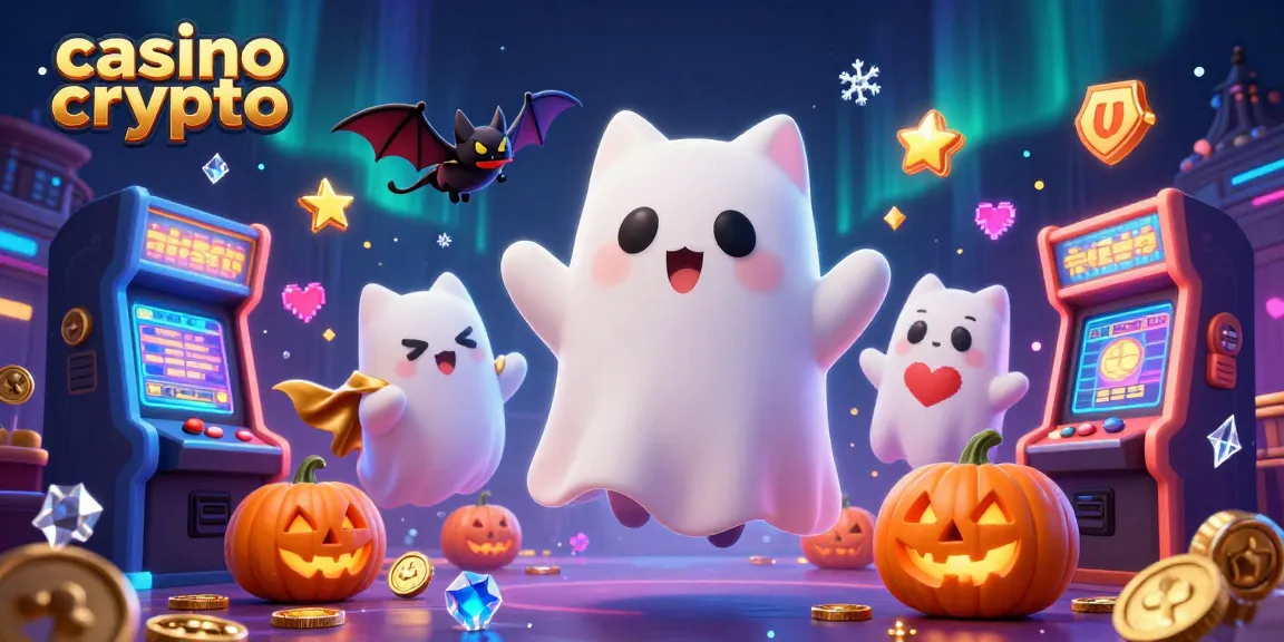 Illustrez le jeu captivant de casino crypto avec un chat fantôme et un vampire.