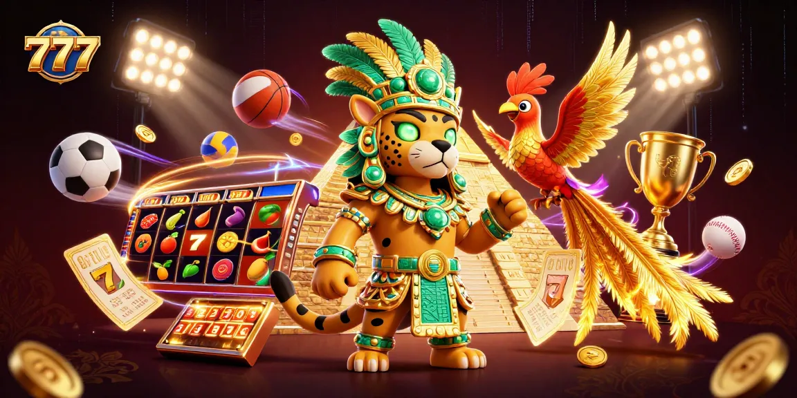 Experience thrilling wins with 777 slot reels and jackpot symbols amidst vibrant casino elements.