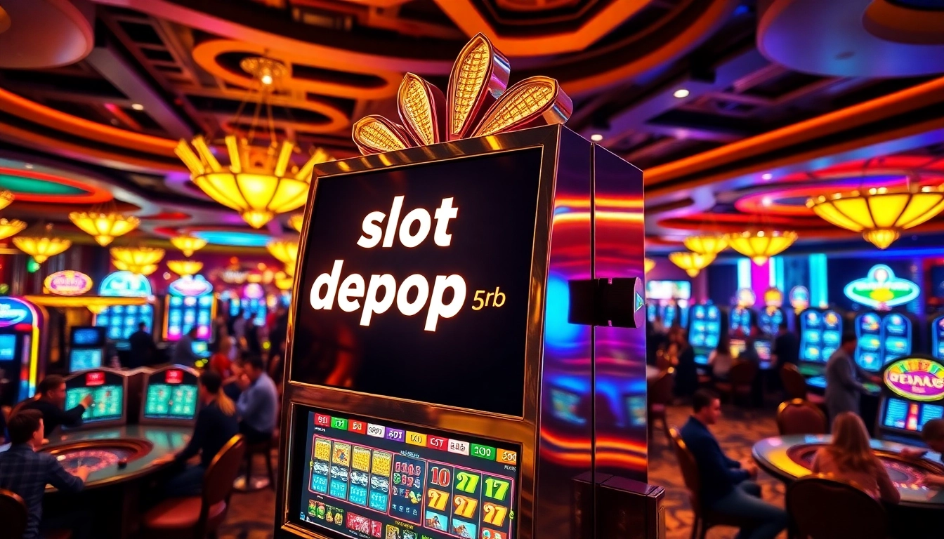 Experience thrilling gameplay on slot depo 5rb machines in a luxurious casino setting.