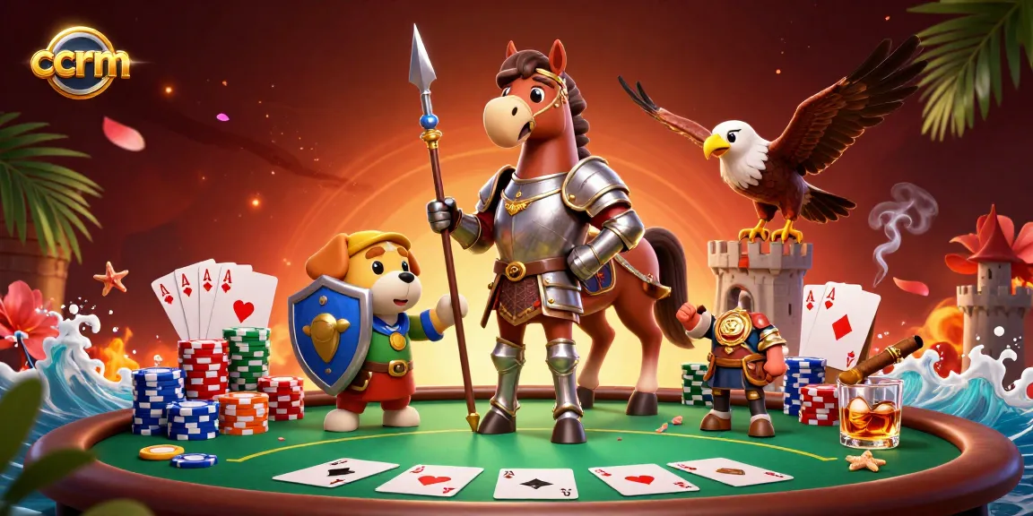 ccrm highlights players engaging in a dynamic poker scene with vibrant characters and colorful casino elements.