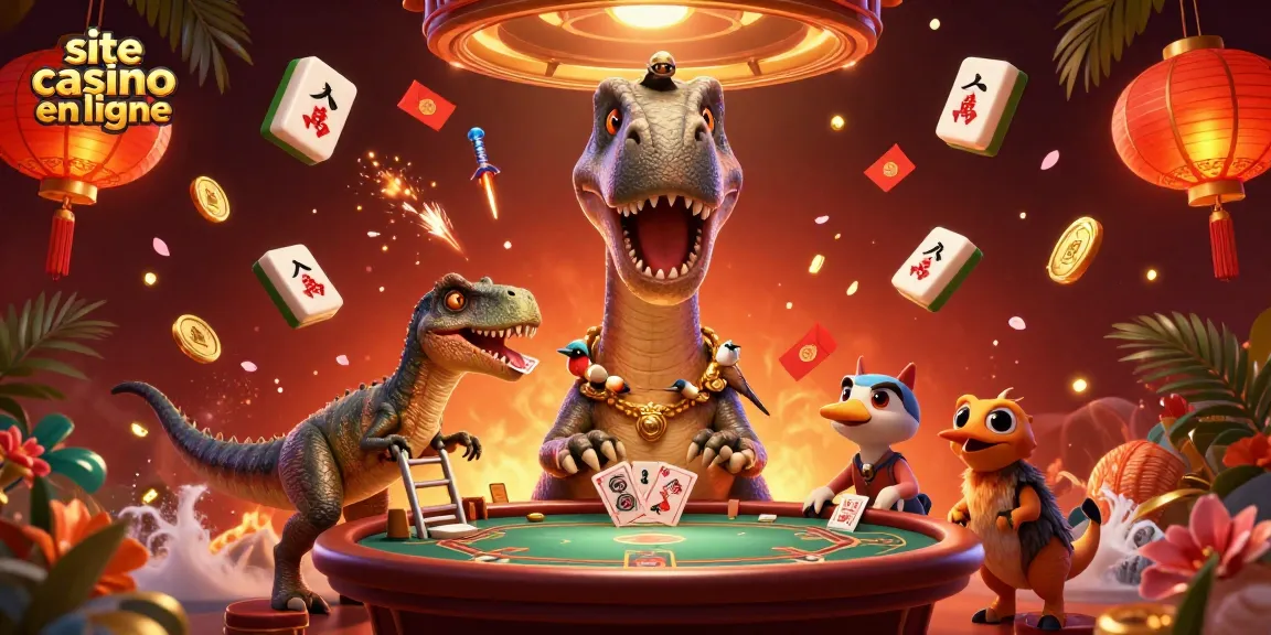 Jouez au poker sur un site casino en ligne avec un brontosaurus et des éléments de jeu captivants.
