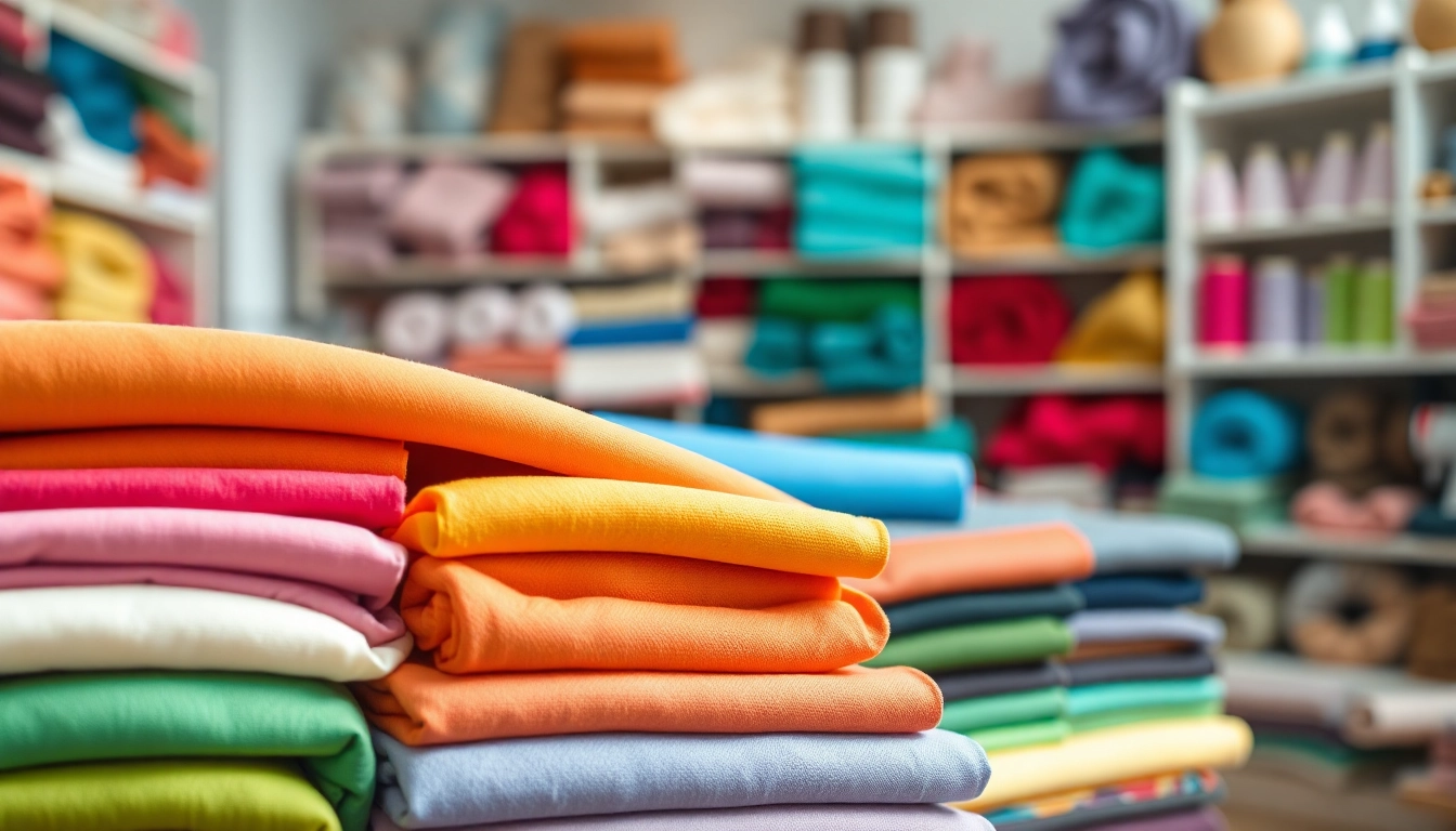 Bekijk katoen stof per meter in een kleurrijke textielwinkel met fraaie rollen.
