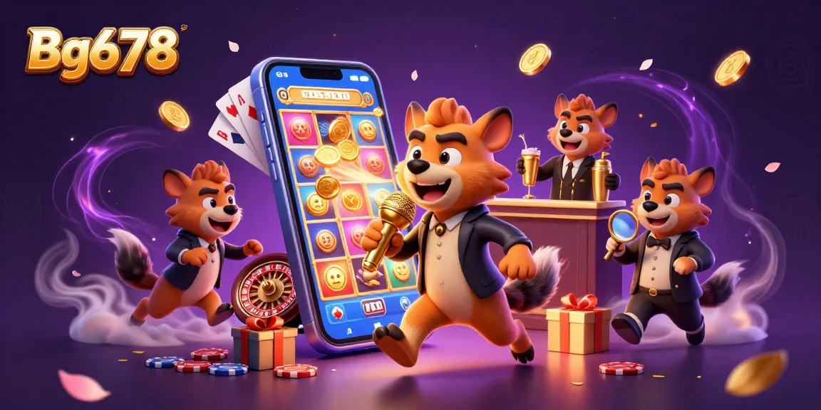 Join the fun at Bg678's vibrant casino with animated hyenas for an exciting gaming experience.