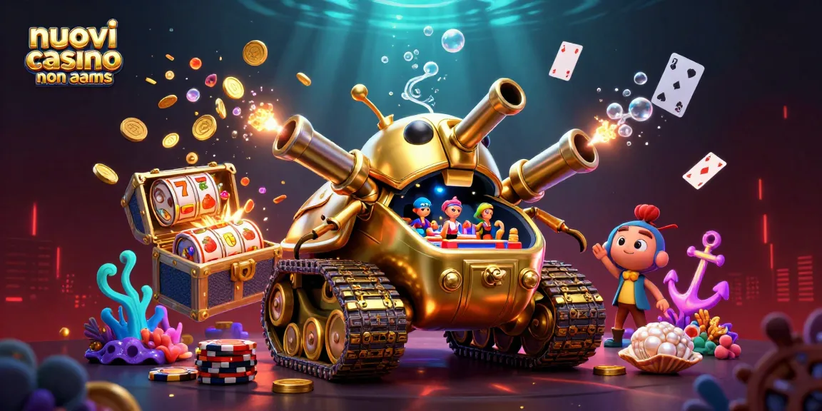 Gioca ai nuovi casino non aams con un'illustrazione di casino subacqueo e elementi fortunati.