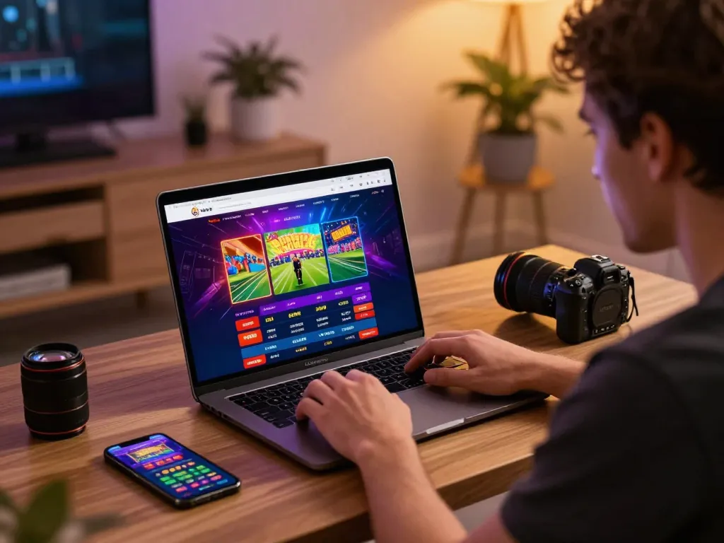 Engaging user experience with C168 online gambling platform in a modern home office.