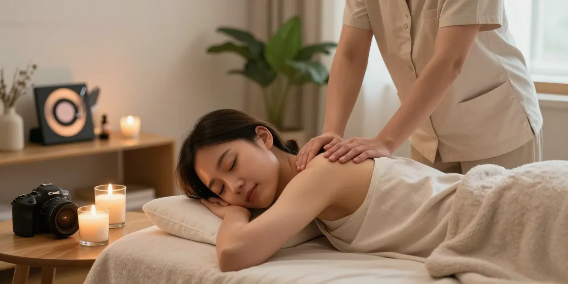 송도출장마사지 서비스를 받으며 편안한 분위기에서 힐링하는 모습