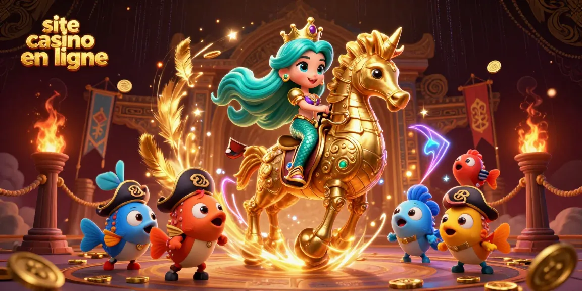 Découvrez le site casino en ligne avec une princesse sirène entourée de poissons colorés et d'éléments de jeu.