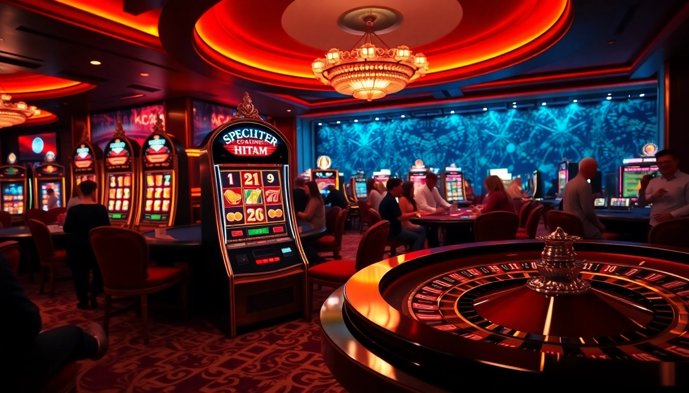 Experience the excitement of slot scatter hitam at an opulent casino featuring luxurious slot machines.