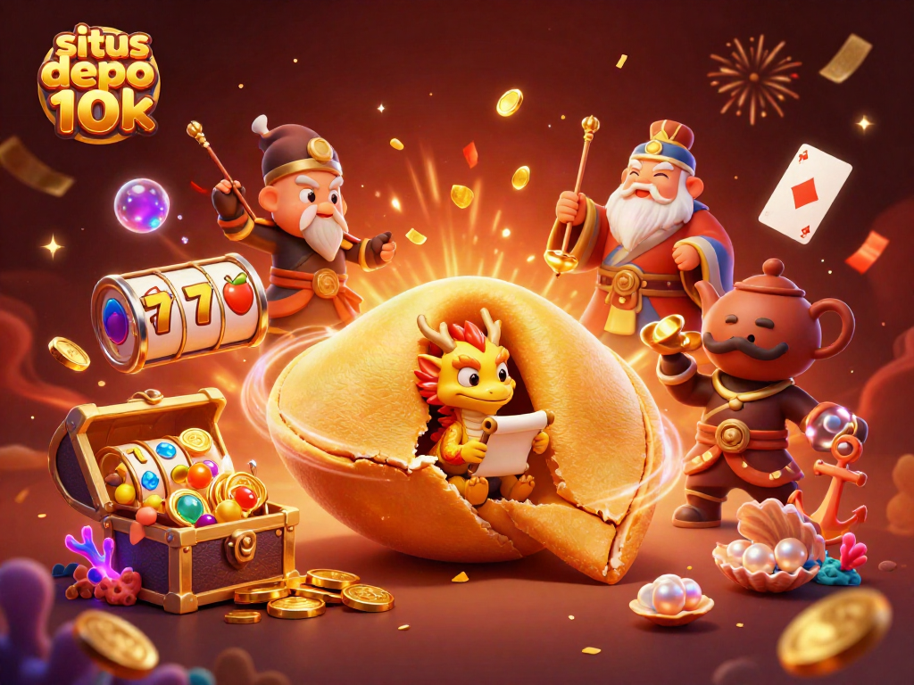 Enhance your gaming experience with situs depo 10k: a vibrant 3D casino scene filled with action-packed elements
