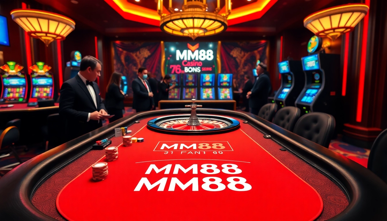 Experience thrilling gameplay at mm88.com with vibrant casino tables and engaging slot machines.