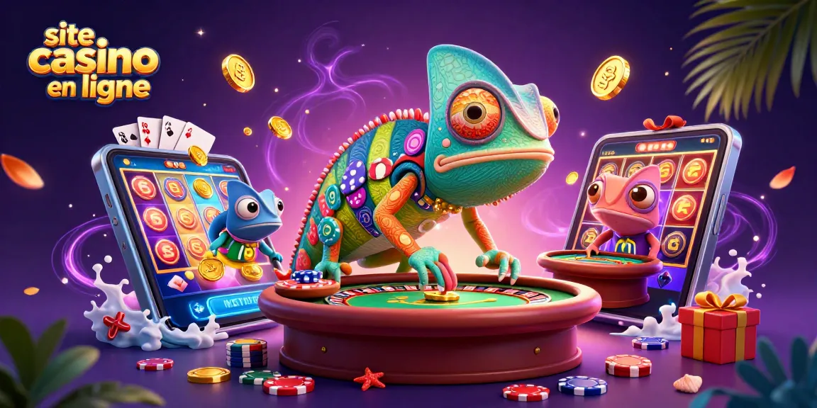 Découvrez des jeux passionnants sur le site casino en ligne avec un propriétaire caméléon attirant des pièces d'or.