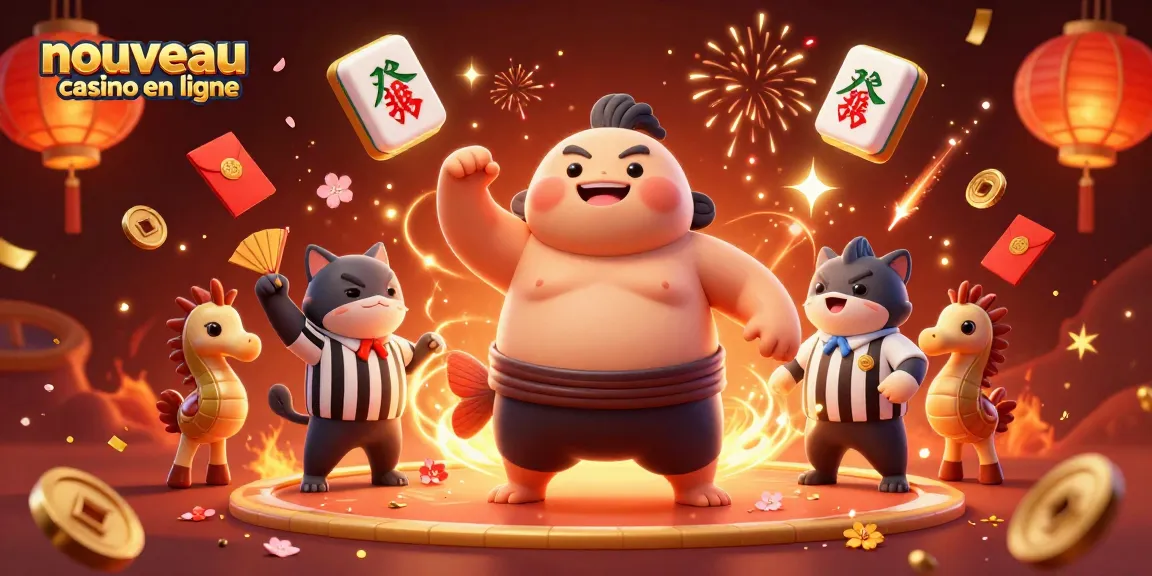 Illustration de nouveaux casinos en ligne avec des éléments de jeux et des personnages animés.