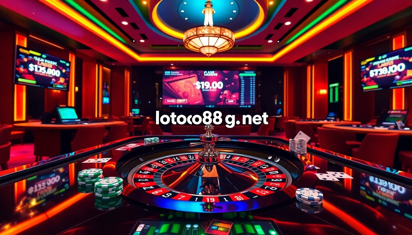 Engaging online gambling scene at loto188.gb.net showcasing vibrant casino elements with a luxurious vibe.